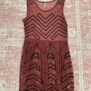 Free People beaded dark rose dress.